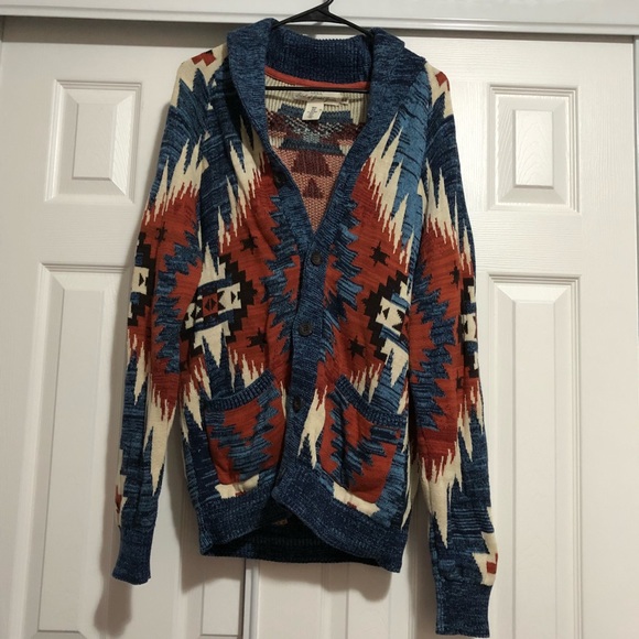 mens aztec cardigan sweater